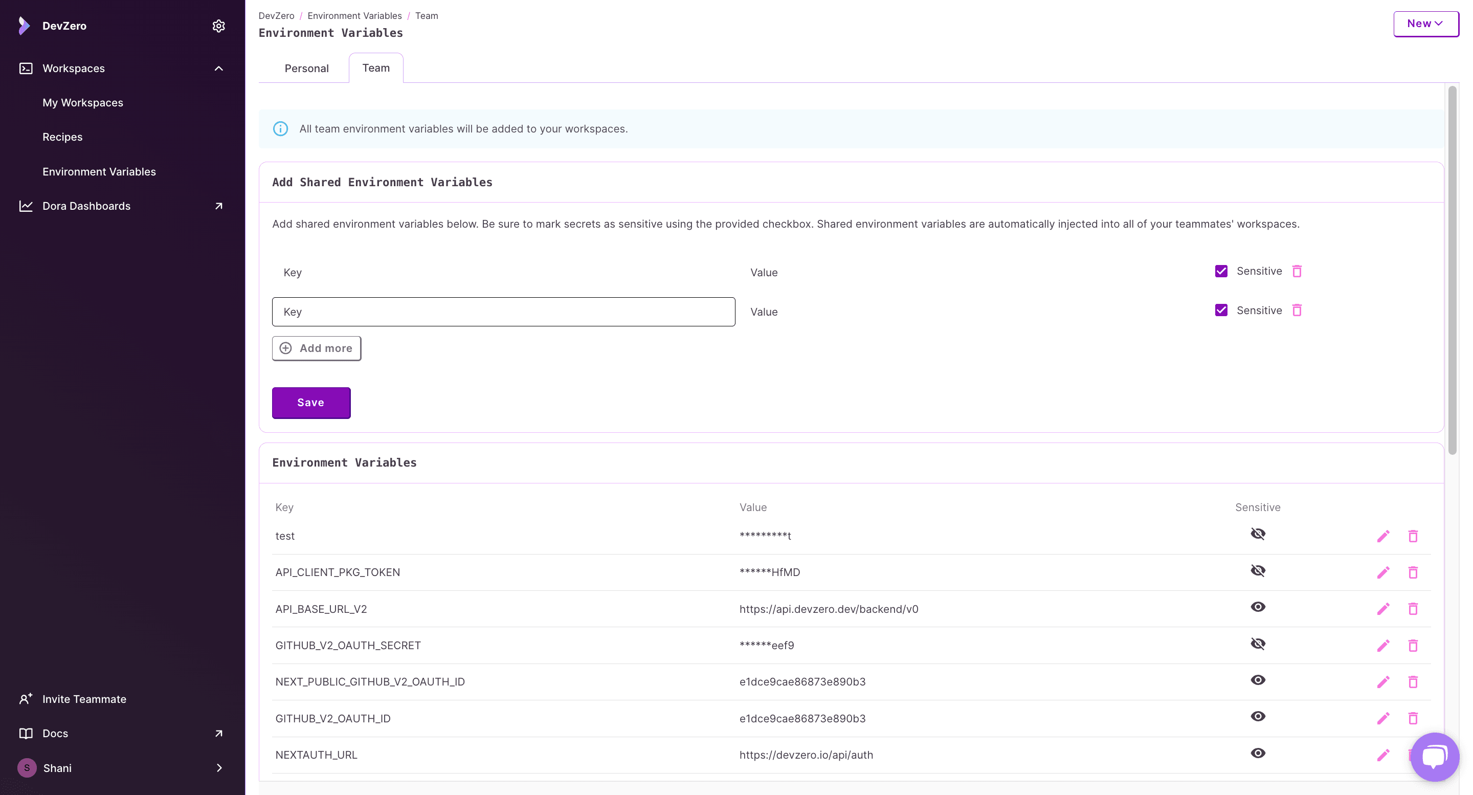 Personal Environment Variables
