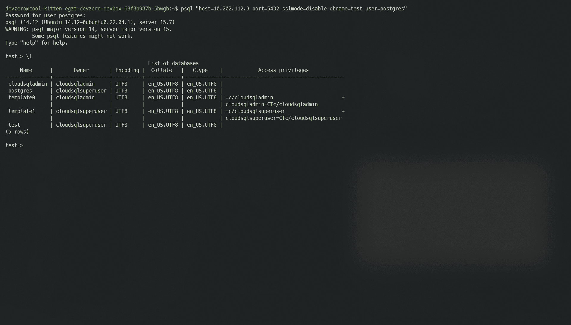 GCP Cloud SQL Access