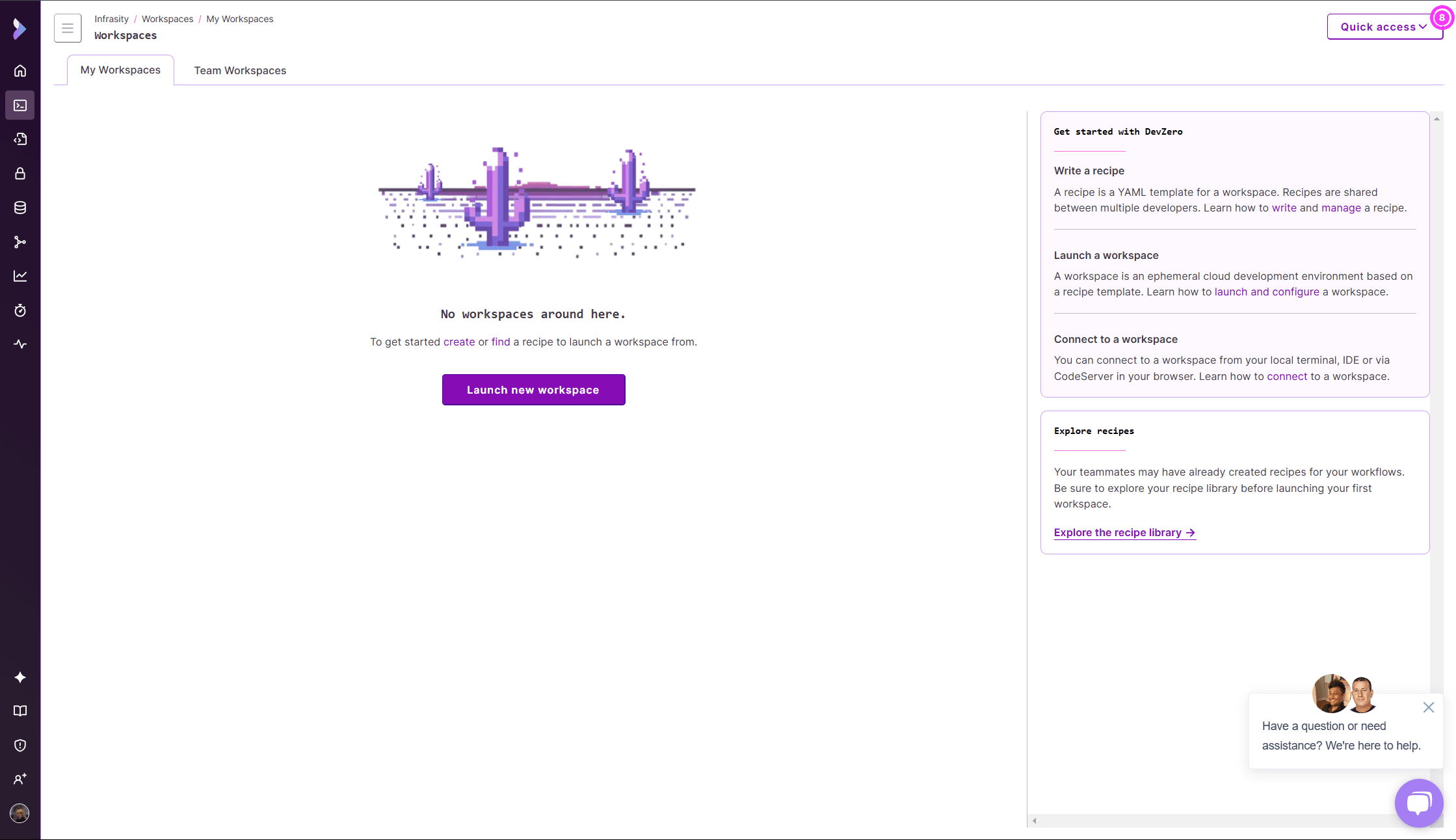 Navigate to Workspaces