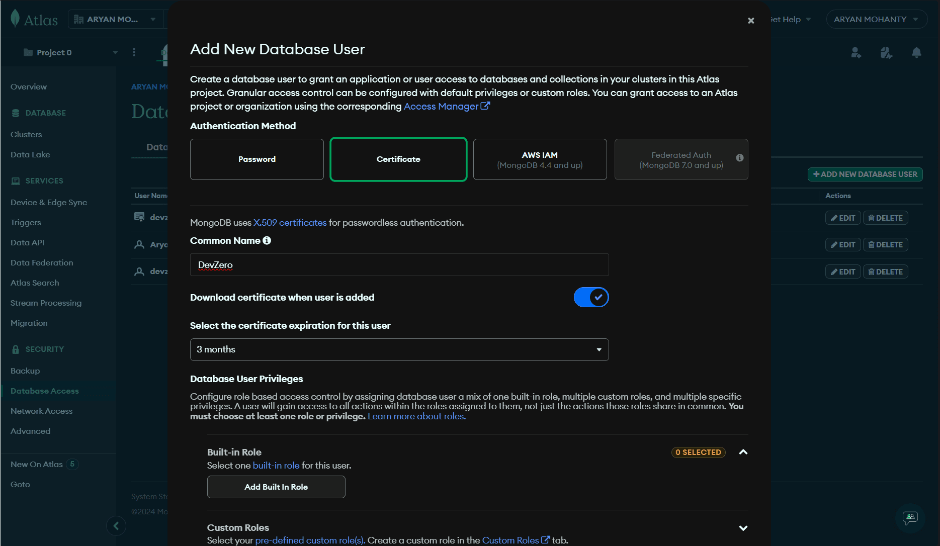 MongoDB Certificate Creation