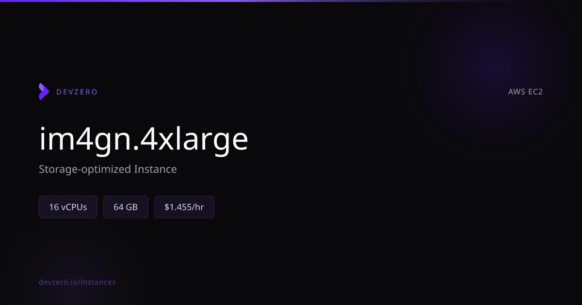 im4gn.4xlarge Pricing & Specs — AWS EC2 | DevZero