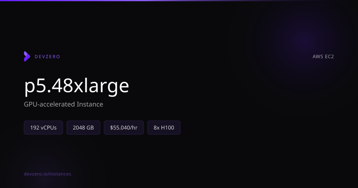 p5.48xlarge Pricing & Specs — AWS EC2 | DevZero