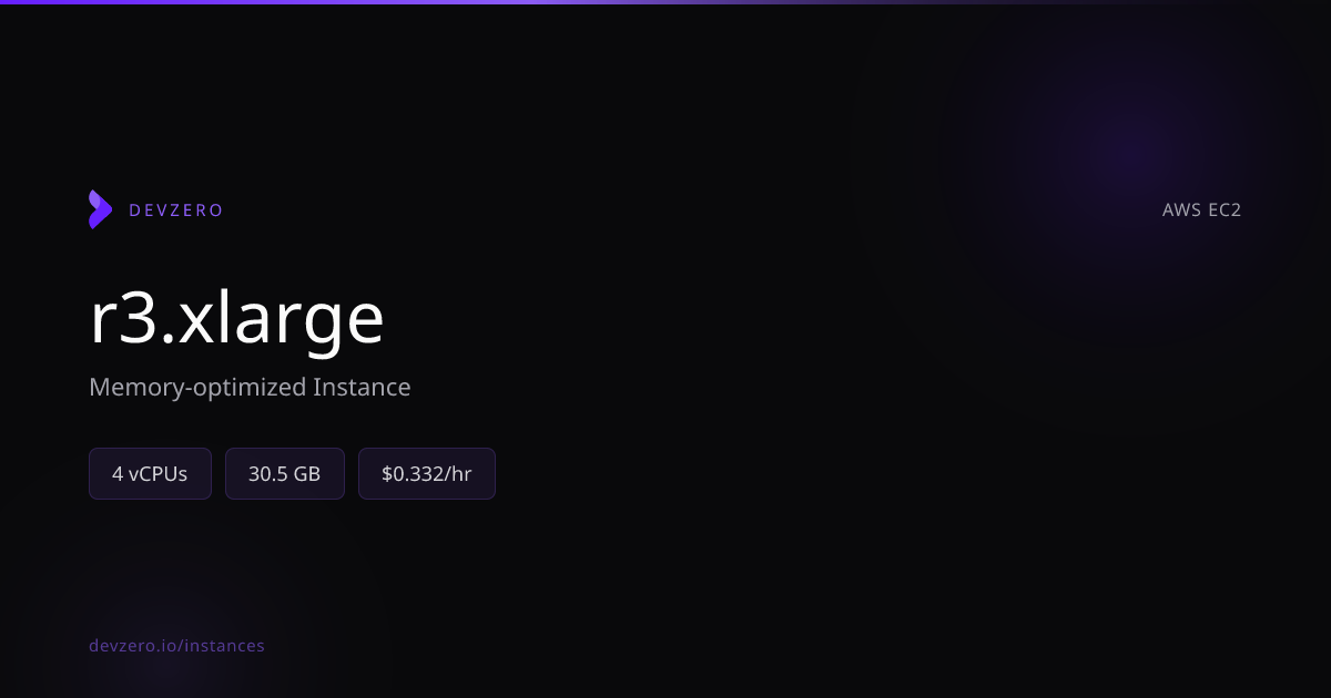 r3.xlarge Pricing & Specs — AWS EC2 | DevZero