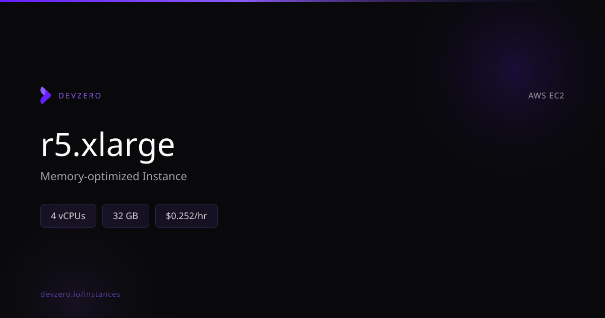 r5.xlarge Pricing & Specs — AWS EC2 | DevZero
