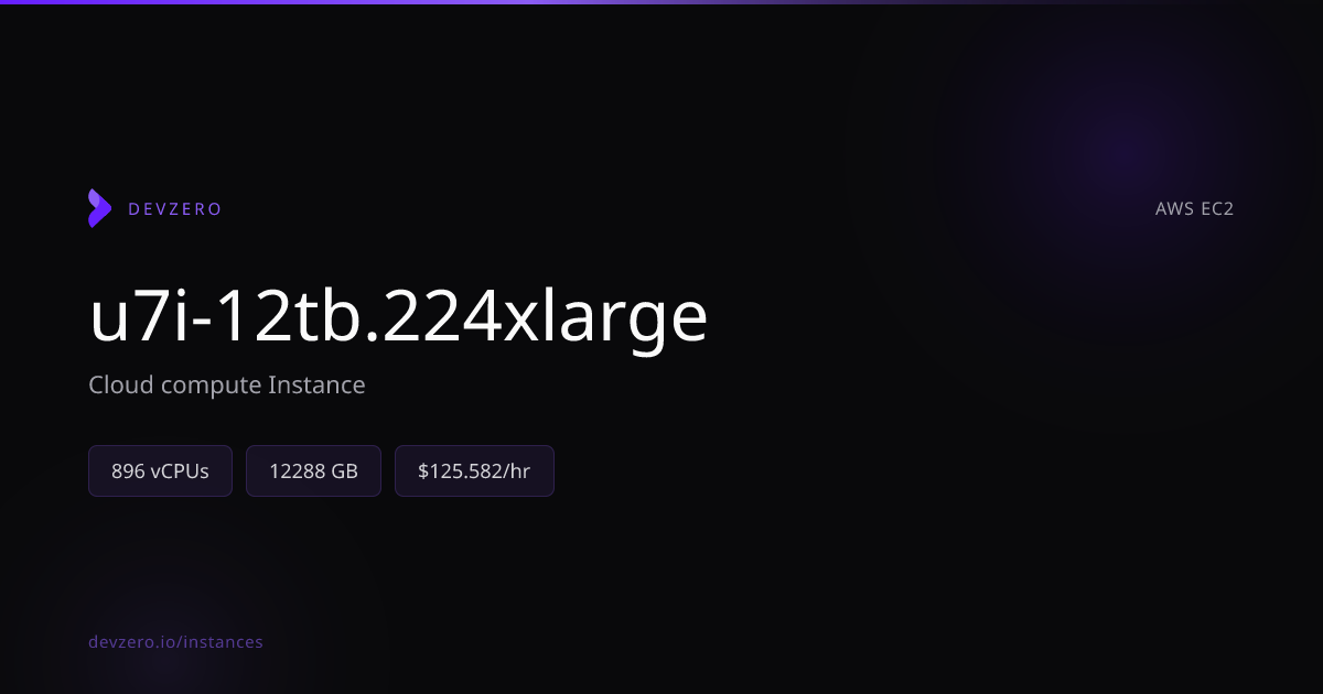 u7i-12tb.224xlarge Pricing & Specs — AWS EC2 | DevZero