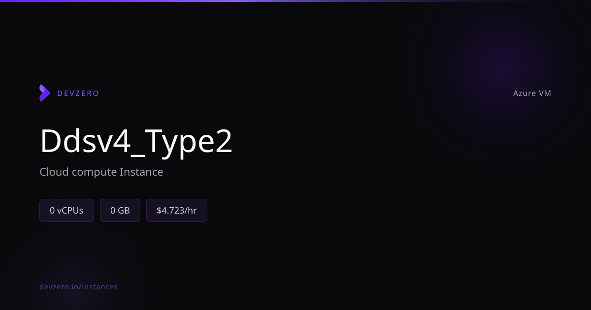 Ddsv4_Type2 Pricing & Specs — Azure VM | DevZero