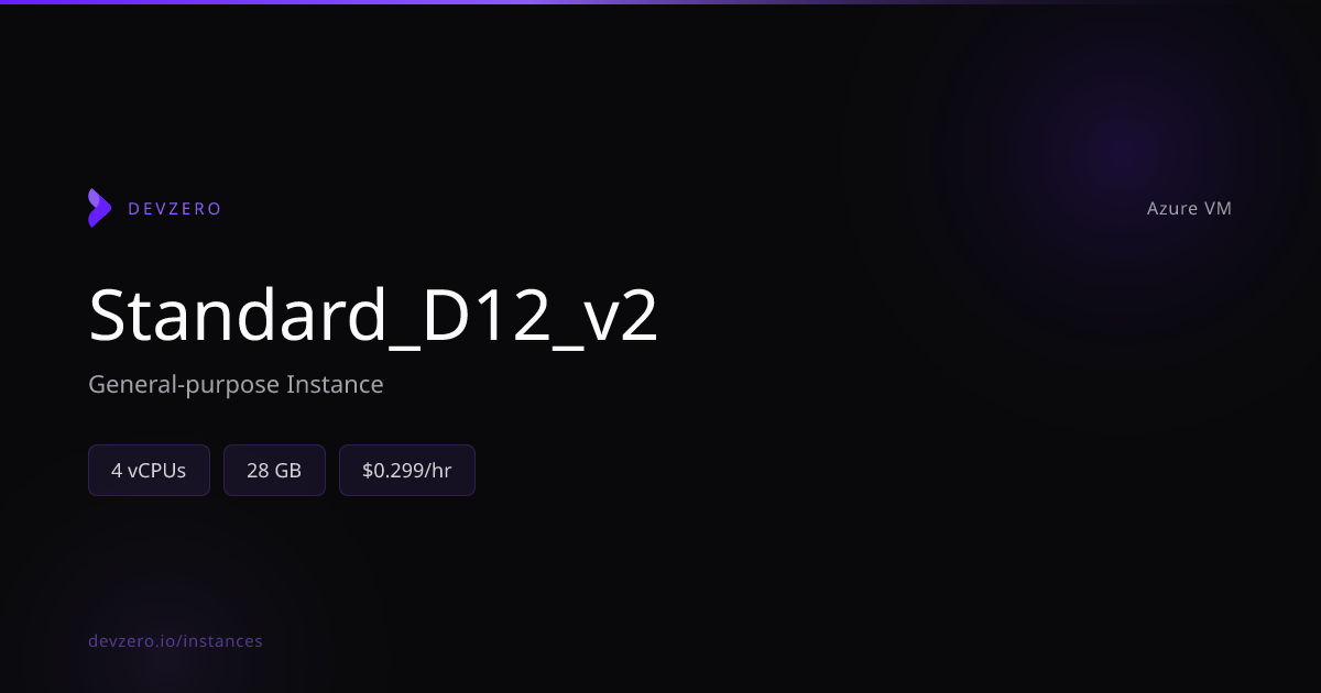 Standard_D12_v2 Pricing & Specs — Azure VM | DevZero