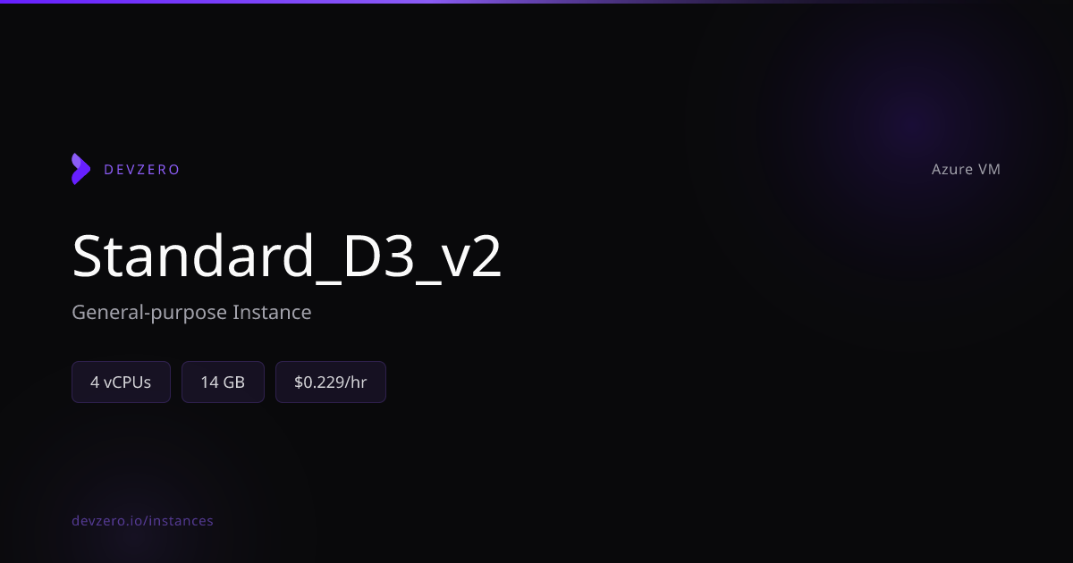 Standard_D3_v2 Pricing & Specs — Azure VM | DevZero