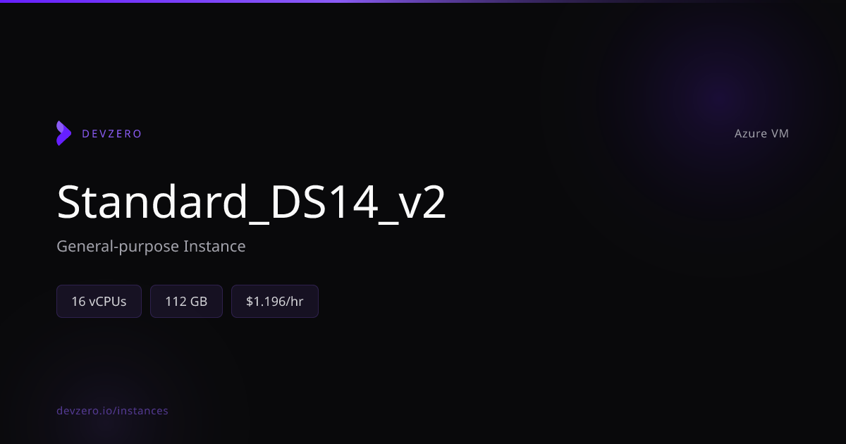 Standard_DS14_v2 Pricing & Specs — Azure VM | DevZero