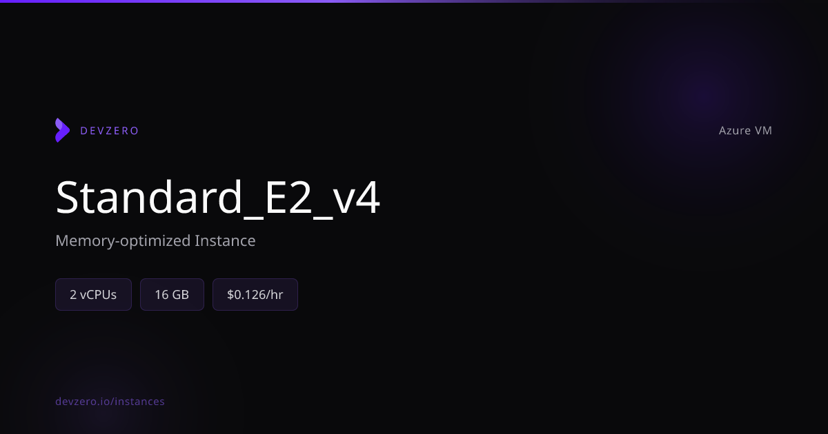 Standard_E2_v4 Pricing & Specs — Azure VM | DevZero