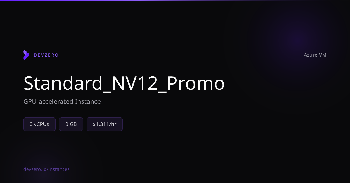 Standard_NV12_Promo Pricing & Specs — Azure VM | DevZero