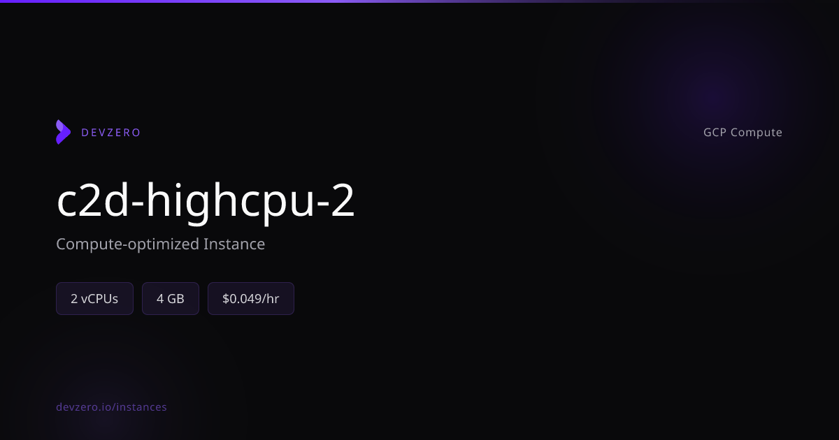c2d-highcpu-2 Pricing & Specs — GCP Compute | DevZero
